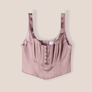 Babaton Satin Bustier Corset Top Sleeveless Cropped Mauve Purple Size 4 small